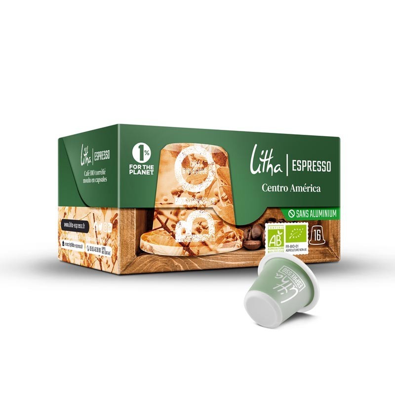 Boîte de 16 capsules Litha Espresso Centro América BIO