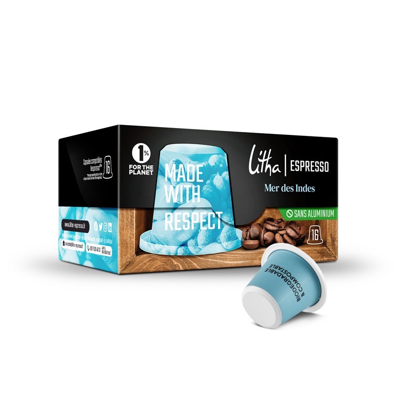 Boîte de 16 capsules Litha Espresso Mer des Indes