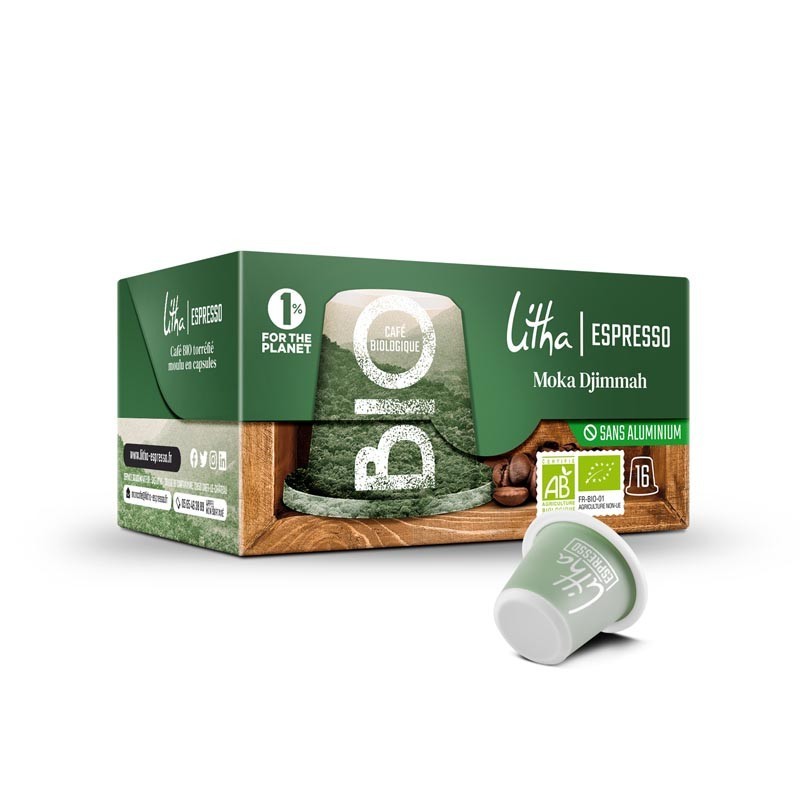Boîte de 16 capsules Litha Espresso Moka Djimmah BIO